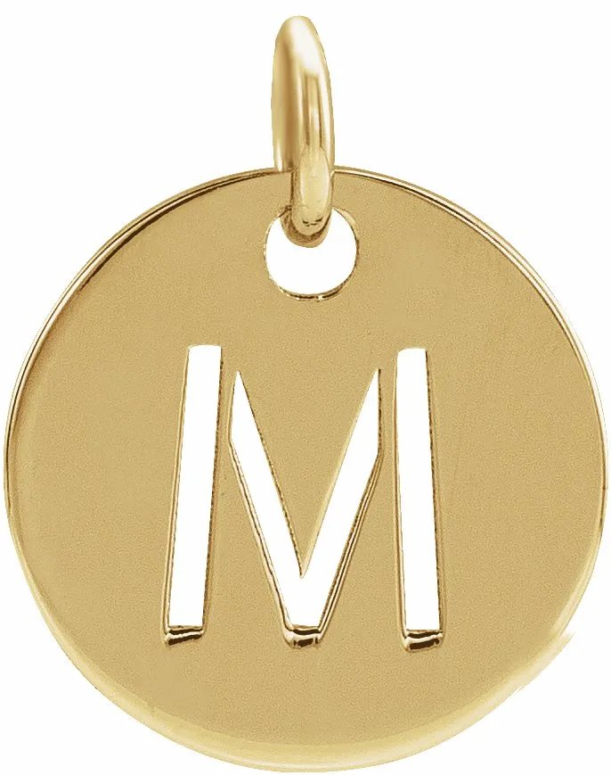 Necklaces 18K Yellow GoldPlated Sterling Silver Initial M 10 mm Disc Pendant TreasureFineJewelers Necklaces 18K Yellow GoldPlated Sterling Silver Initial M 10 mm Disc Pendant TreasureFineJewelers