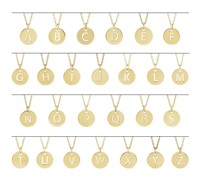 Necklaces 18K Yellow GoldPlated Sterling Silver Initial M 10 mm Disc Pendant TreasureFineJewelers