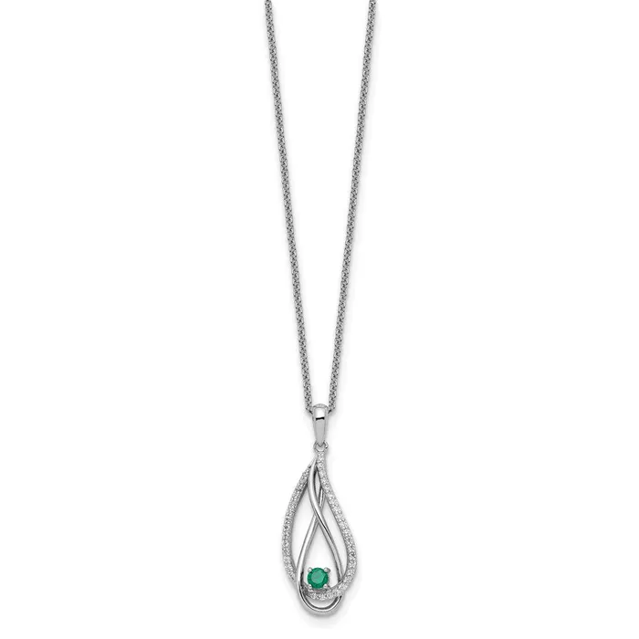 Necklaces Sentimental Expressions Sterling Silver Rhodiumplated May CZ Always in my Heart Birthstone 18in Necklace TreasureFineJewelers