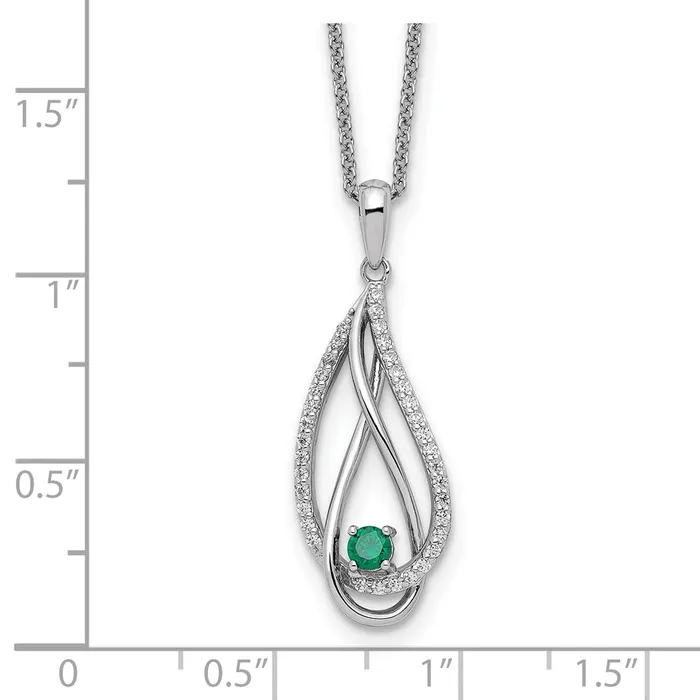 Necklaces Sentimental Expressions Sterling Silver Rhodiumplated May CZ Always in my Heart Birthstone 18in Necklace TreasureFineJewelers