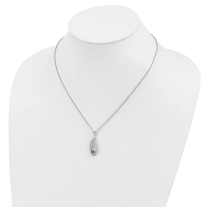 Necklaces Sentimental Expressions Sterling Silver Rhodiumplated May CZ Always in my Heart Birthstone 18in Necklace TreasureFineJewelers