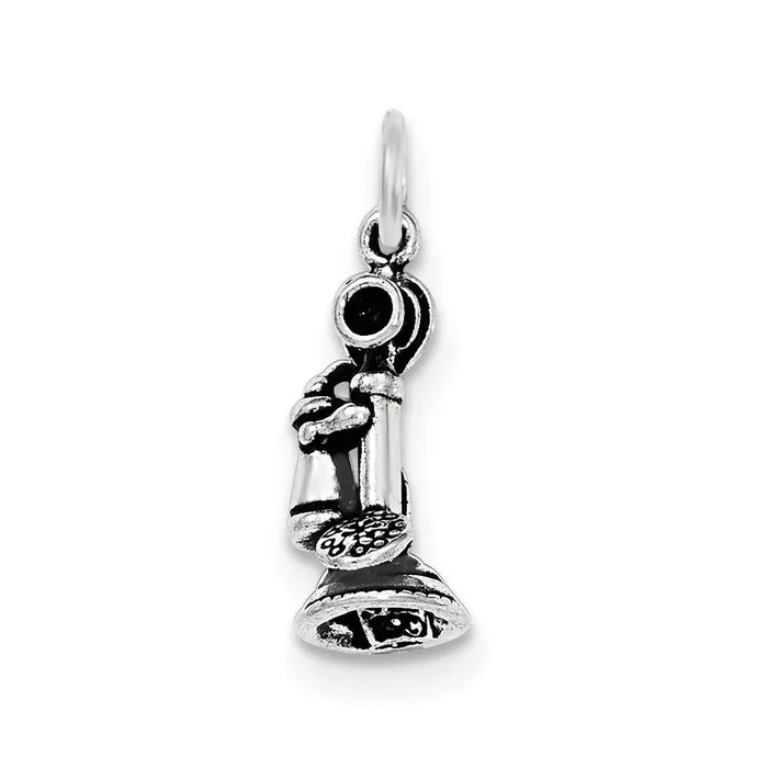 Necklaces Sterling Silver Antiqued Old Fashioned Phone Pendant TreasureFineJewelers Necklaces Sterling Silver Antiqued Old Fashioned Phone Pendant TreasureFineJewelers