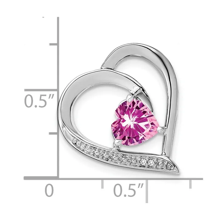 Necklaces Sterling Silver Created Pink Sapphire and Diamond Pendant TreasureFineJewelers