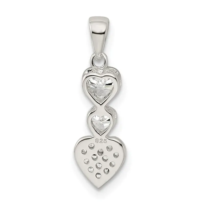 Necklaces Sterling Silver CZ Hearts Pendant TreasureFineJewelers