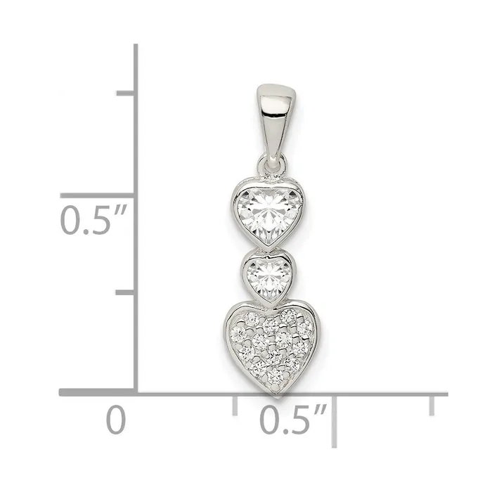 Necklaces Sterling Silver CZ Hearts Pendant TreasureFineJewelers