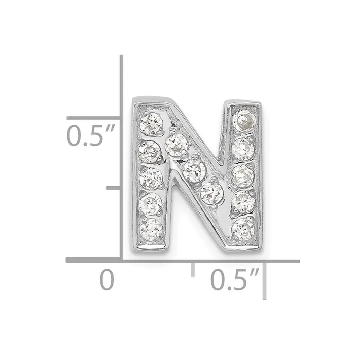 Necklaces Sterling Silver CZ Initial N Charm TreasureFineJewelers