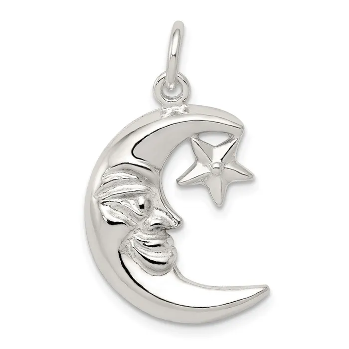 Necklaces Sterling Silver Moon Star Pendant TreasureFineJewelers
