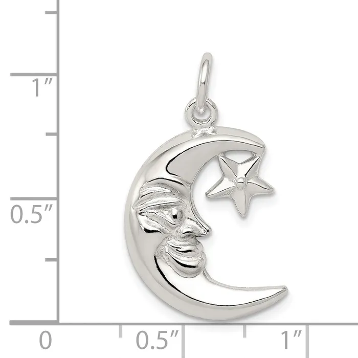 Necklaces Sterling Silver Moon Star Pendant TreasureFineJewelers