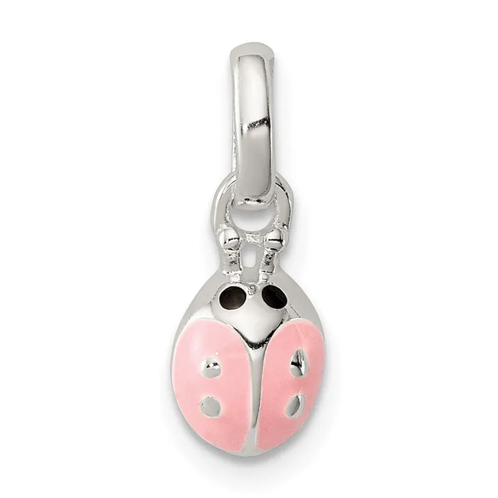 Necklaces Sterling Silver Pink Enamel Kids Ladybug Pendant TreasureFineJewelers Necklaces Sterling Silver Pink Enamel Kids Ladybug Pendant TreasureFineJewelers
