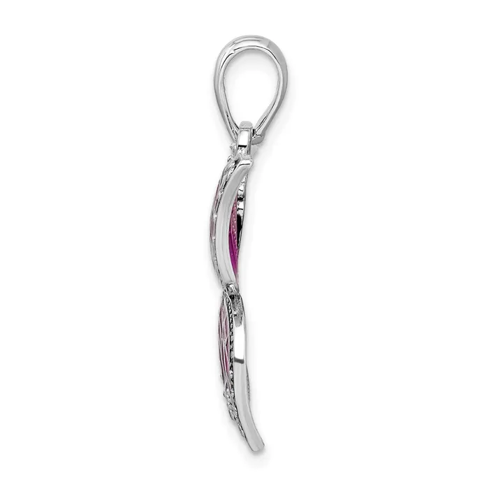 Necklaces Sterling Silver Polished Enameled Purple Butterfly Pendant TreasureFineJewelers