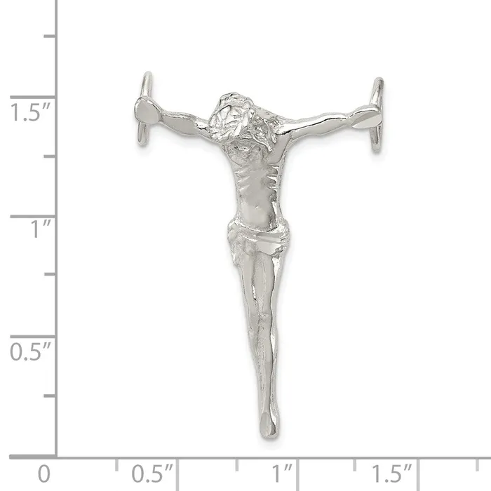 Necklaces Sterling Silver Polished Jesus Cross Chain Slide Pendant TreasureFineJewelers