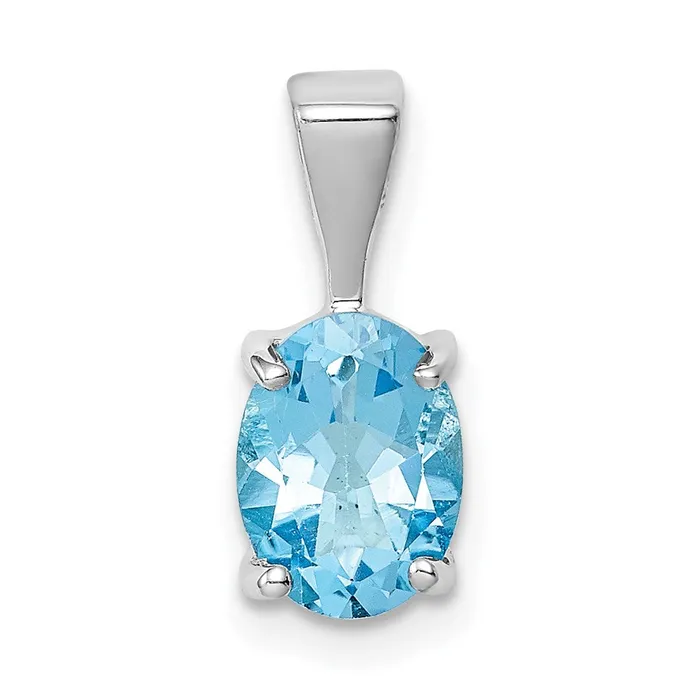Necklaces Sterling Silver Rhodium Light Swiss Blue Topaz Pendant TreasureFineJewelers Necklaces Sterling Silver Rhodium Light Swiss Blue Topaz Pendant TreasureFineJewelers