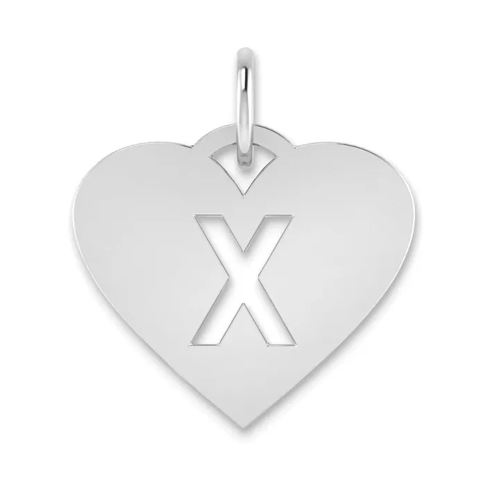 Necklaces Sterling Silver Rhodiumplated Heart Letter X Initial Charm TreasureFineJewelers Necklaces Sterling Silver Rhodiumplated Heart Letter X Initial Charm TreasureFineJewelers