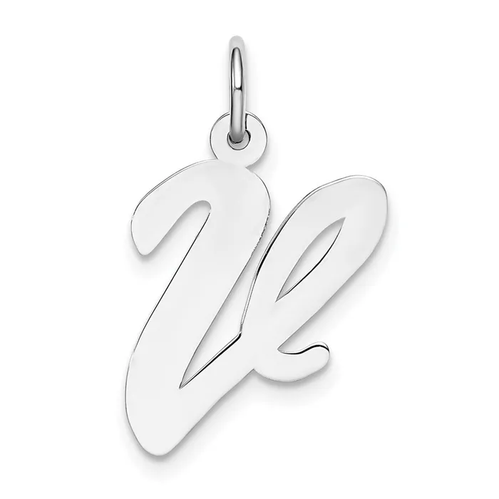 Necklaces Sterling Silver Rhodiumplated Script Letter V Initial Charm TreasureFineJewelers Necklaces Sterling Silver Rhodiumplated Script Letter V Initial Charm TreasureFineJewelers