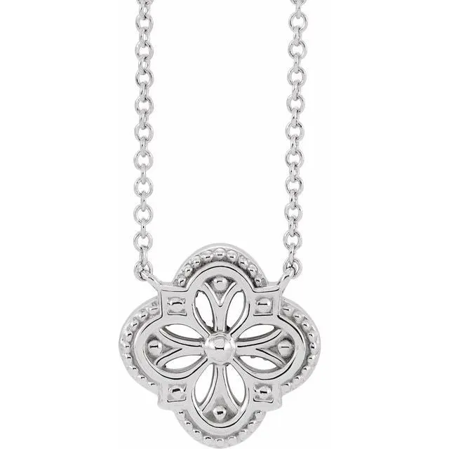 Necklaces Sterling Silver VintageInspired Clover 18 Necklace TreasureFineJewelers Necklaces Sterling Silver VintageInspired Clover 18 Necklace TreasureFineJewelers
