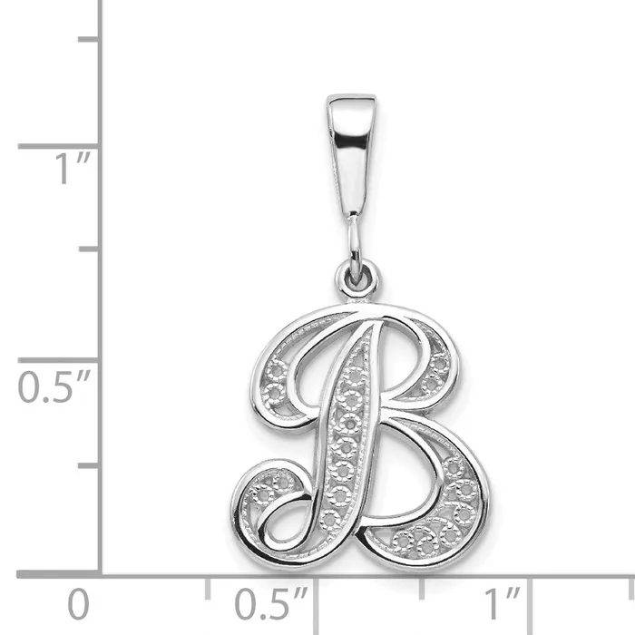 Necklaces TreasureFineJewelers 10k White Gold Filigree Initial B Pendant