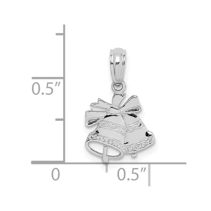 Necklaces TreasureFineJewelers 10K White Gold Polished Christmas Bells Pendant