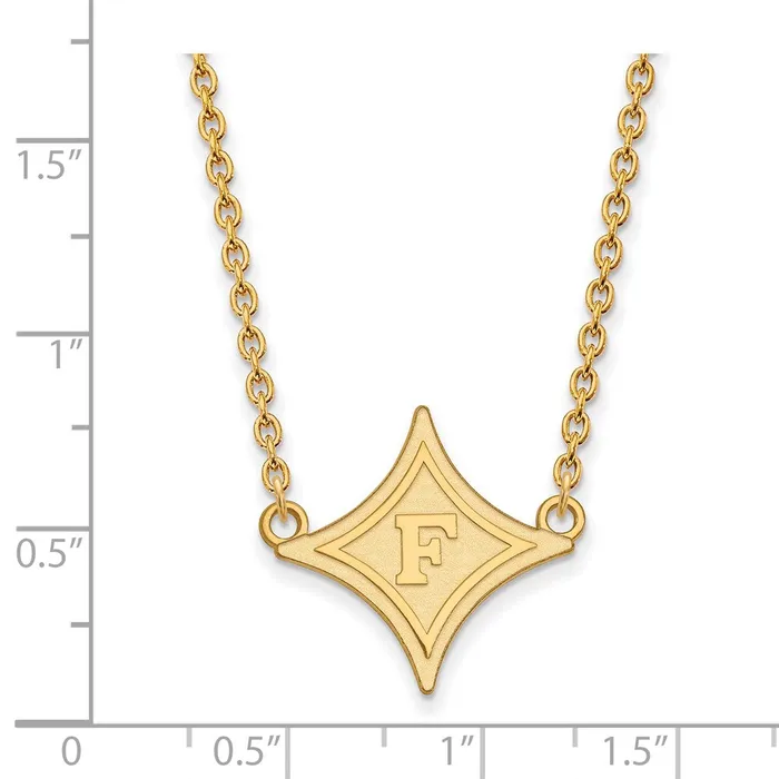Necklaces TreasureFineJewelers 10K Yellow Gold Furman University Large Pendant wilth Necklace
