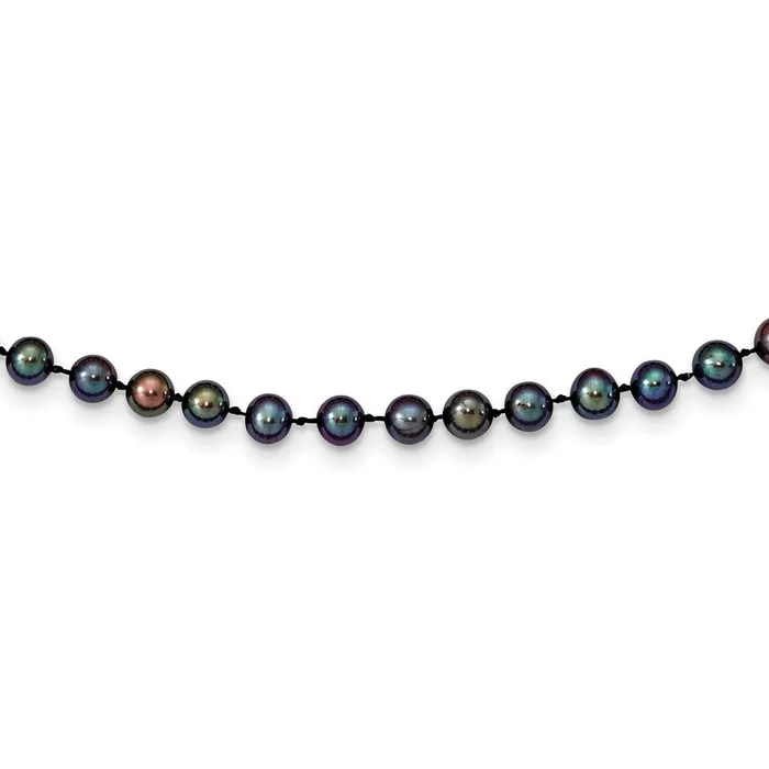 Necklaces TreasureFineJewelers 14k 56mm Black Near Round Freshwater Cultured Pearl Necklace Necklaces TreasureFineJewelers 14k 56mm Black Near Round Freshwater Cultured Pearl Necklace