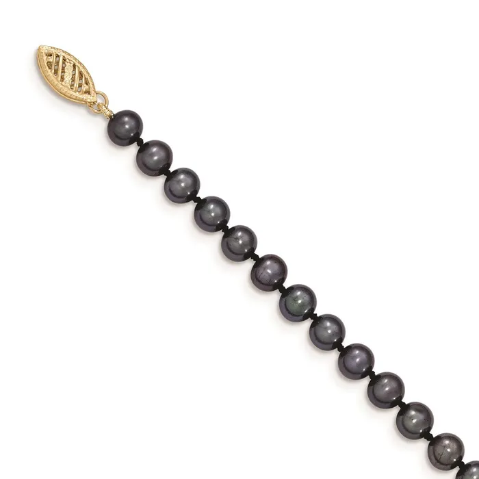 Necklaces TreasureFineJewelers 14k 56mm Black Near Round Freshwater Cultured Pearl Necklace