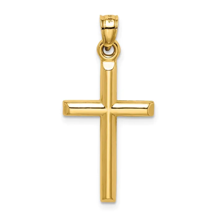 Necklaces TreasureFineJewelers 14k Hollow Diamondcut Cross Pendant