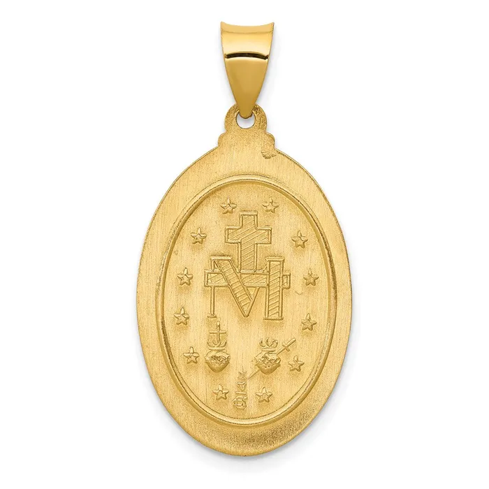 Necklaces TreasureFineJewelers 14k Hollow Miraculous Medal Oval Pendant