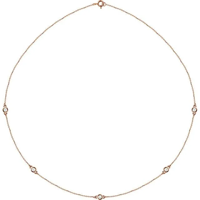 Necklaces TreasureFineJewelers 14K Rose 12 CTW Diamond 5Station 18 Necklace