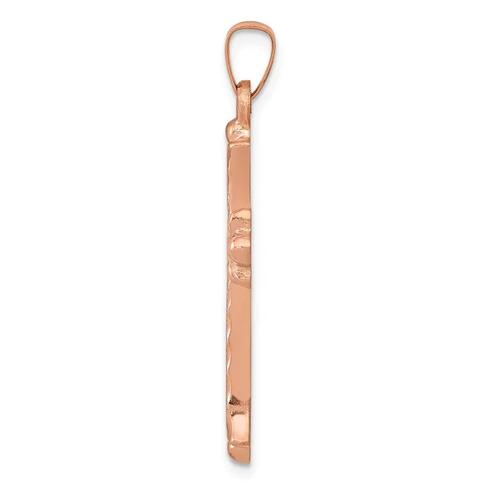 Necklaces TreasureFineJewelers 14K Rose Gold Brushed and Polished Budded Cross Pendant