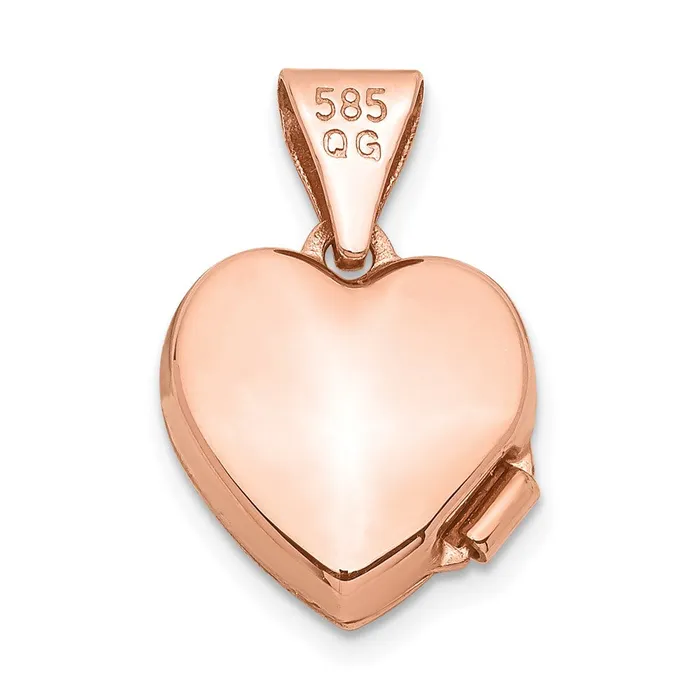 Necklaces TreasureFineJewelers 14k Rose Gold Polished 10mm HeartShaped Scrolled Locket