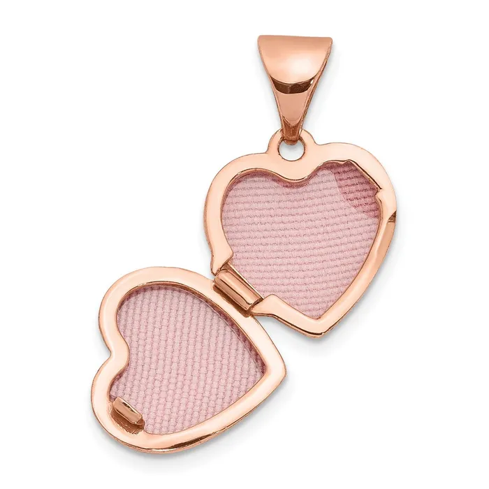 Necklaces TreasureFineJewelers 14k Rose Gold Polished 10mm HeartShaped Scrolled Locket