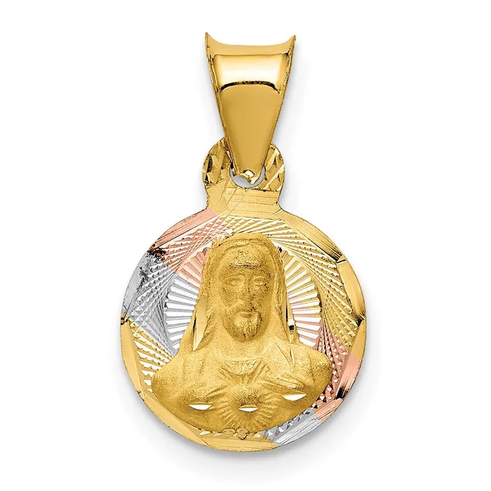 Necklaces TreasureFineJewelers 14K wRose and White Rhodium DC Sagrado Corazon Pendant