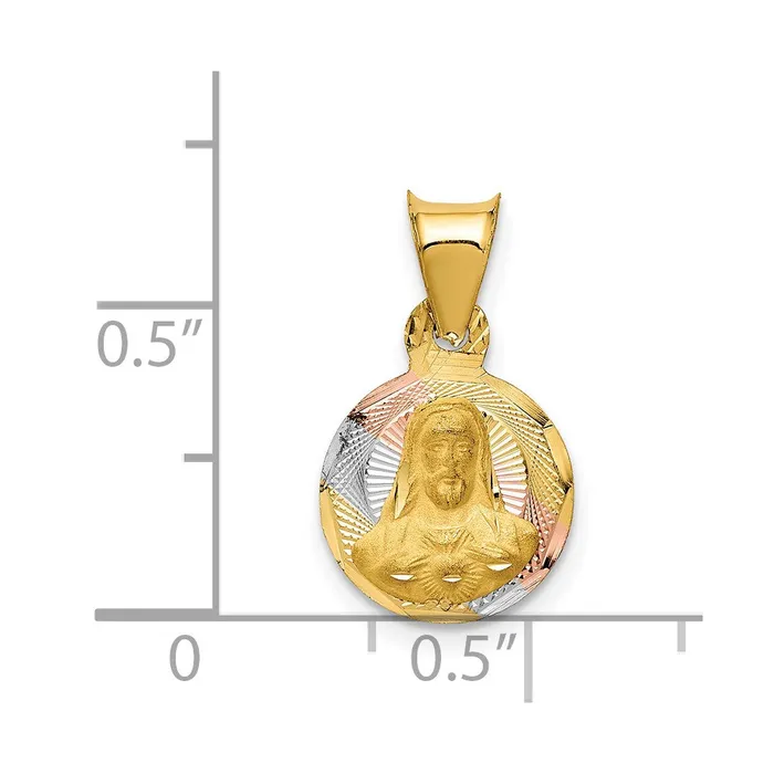 Necklaces TreasureFineJewelers 14K wRose and White Rhodium DC Sagrado Corazon Pendant