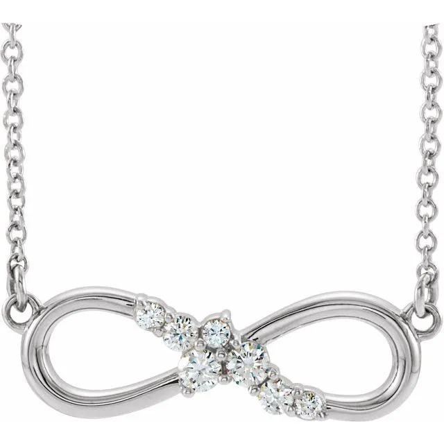Necklaces TreasureFineJewelers 14K White Gold 18 CTW Natural Diamond InfinityInspired Bar 16 Necklace Necklaces TreasureFineJewelers 14K White Gold 18 CTW Natural Diamond InfinityInspired Bar 16 Necklace