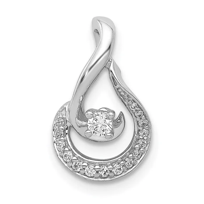 Necklaces TreasureFineJewelers 14k White Gold 18ct Diamond Teardrop Chain Slide Necklaces TreasureFineJewelers 14k White Gold 18ct Diamond Teardrop Chain Slide