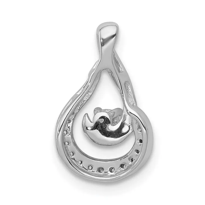 Necklaces TreasureFineJewelers 14k White Gold 18ct Diamond Teardrop Chain Slide