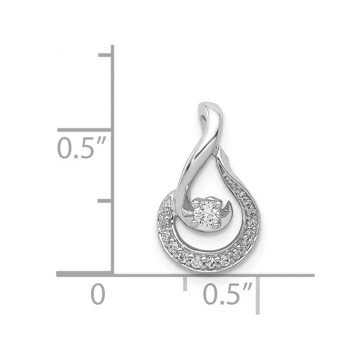 Necklaces TreasureFineJewelers 14k White Gold 18ct Diamond Teardrop Chain Slide
