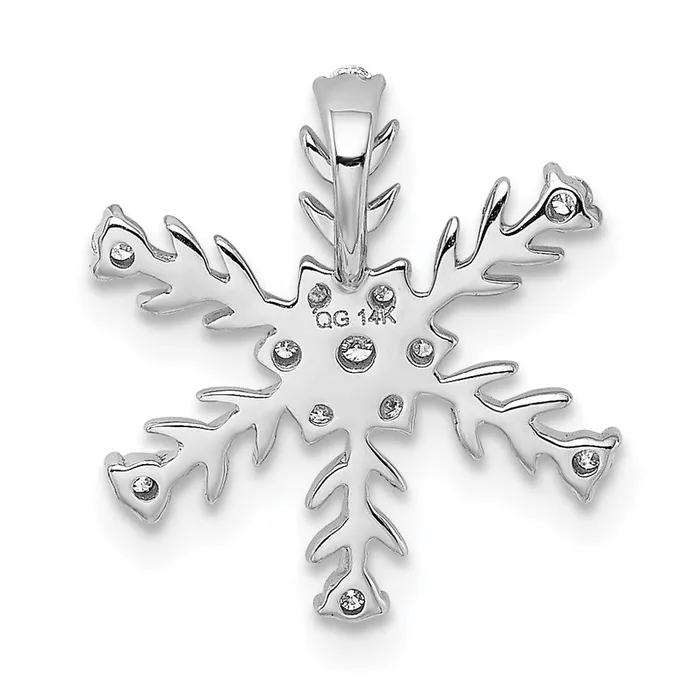 Necklaces TreasureFineJewelers 14k White Gold 15ct Diamond Snowflake Necklace