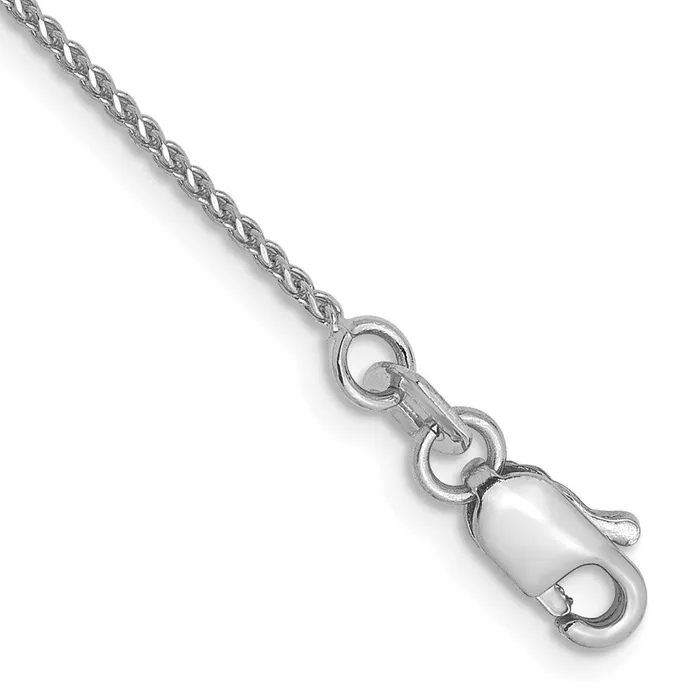 Necklaces TreasureFineJewelers 14K White Gold 1mm DC Spiga Chain Anklet
