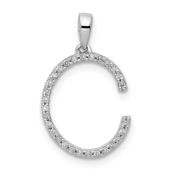 Necklaces TreasureFineJewelers 14K White Gold Diamond Letter C Initial Pendant Necklaces TreasureFineJewelers 14K White Gold Diamond Letter C Initial Pendant