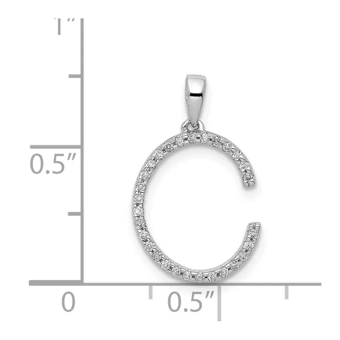 Necklaces TreasureFineJewelers 14K White Gold Diamond Letter C Initial Pendant