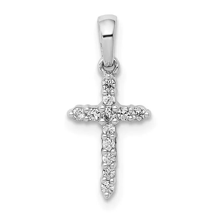 Necklaces TreasureFineJewelers 14k White Gold Polished Diamond Cross Pendant Necklaces TreasureFineJewelers 14k White Gold Polished Diamond Cross Pendant