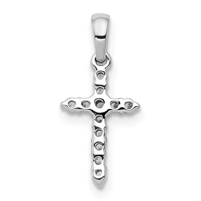 Necklaces TreasureFineJewelers 14k White Gold Polished Diamond Cross Pendant