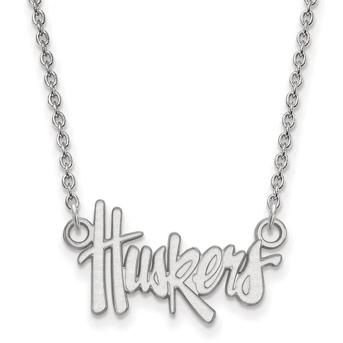 Necklaces TreasureFineJewelers 14K White Gold University of Nebraska Small Pendant with Necklace Necklaces TreasureFineJewelers 14K White Gold University of Nebraska Small Pendant with Necklace