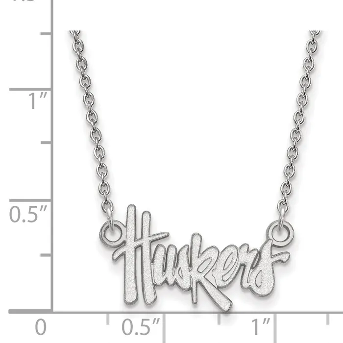 Necklaces TreasureFineJewelers 14K White Gold University of Nebraska Small Pendant with Necklace