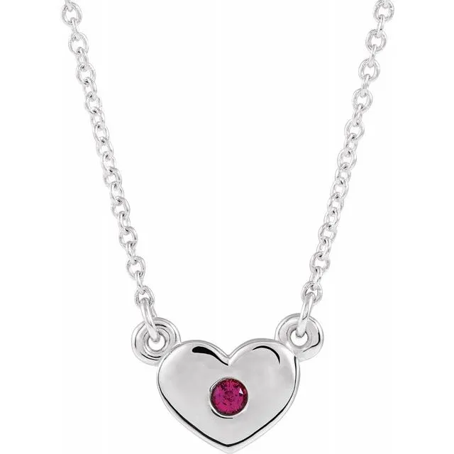 Necklaces TreasureFineJewelers 14K White LabGrown Ruby Heart 16 Necklace Necklaces TreasureFineJewelers 14K White LabGrown Ruby Heart 16 Necklace