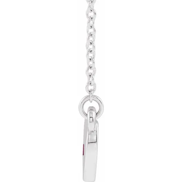 Necklaces TreasureFineJewelers 14K White LabGrown Ruby Heart 16 Necklace