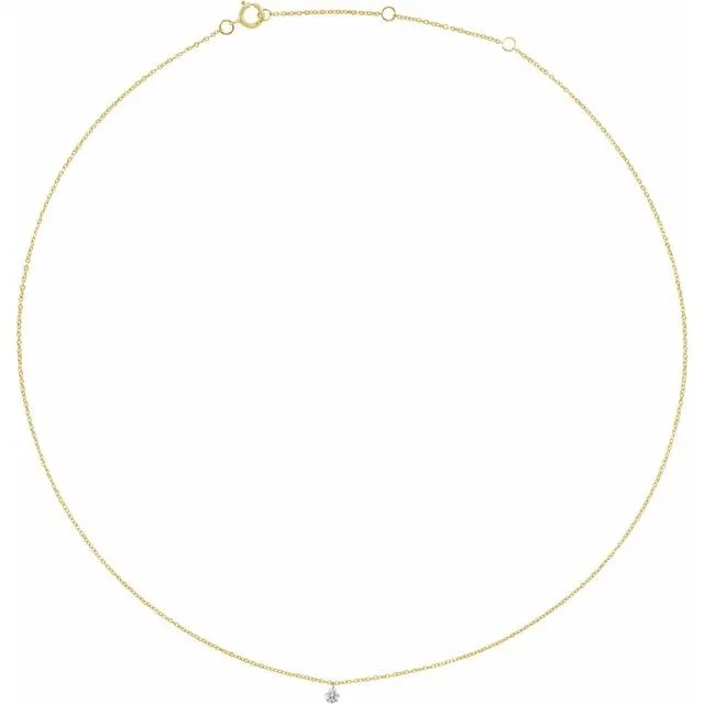 Necklaces TreasureFineJewelers 14K Yellow Gold 16 CT Drilled Natural Diamond Solitaire 1618 Necklace Necklaces TreasureFineJewelers 14K Yellow Gold 16 CT Drilled Natural Diamond Solitaire 1618 Necklace