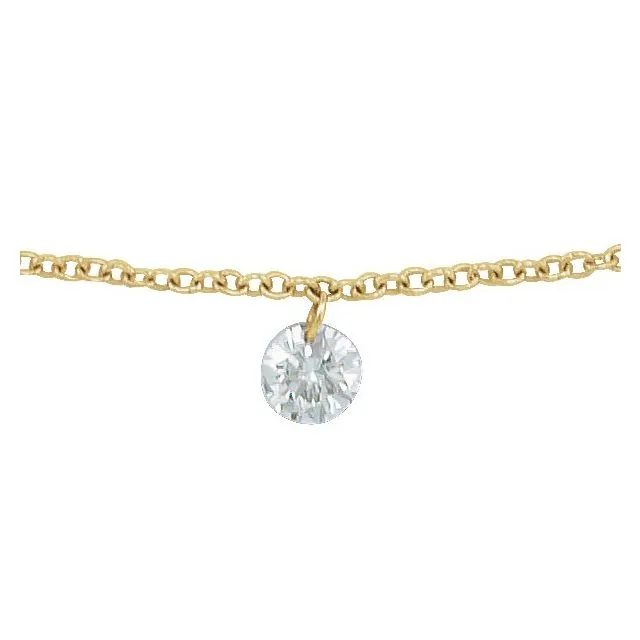 Necklaces TreasureFineJewelers 14K Yellow Gold 16 CT Drilled Natural Diamond Solitaire 1618 Necklace