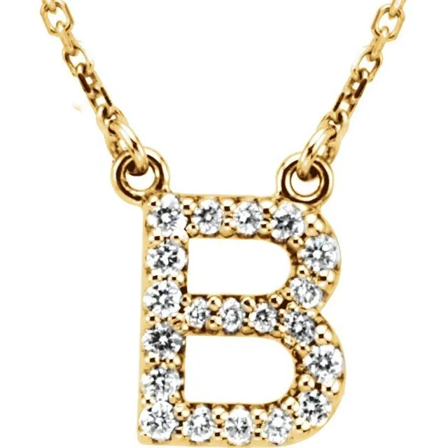 Necklaces TreasureFineJewelers 14K Yellow Gold 16 CTW Natural Diamond Initial B 16 Necklace Necklaces TreasureFineJewelers 14K Yellow Gold 16 CTW Natural Diamond Initial B 16 Necklace