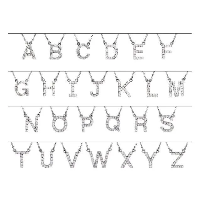 Necklaces TreasureFineJewelers 14K Yellow Gold 16 CTW Natural Diamond Initial B 16 Necklace